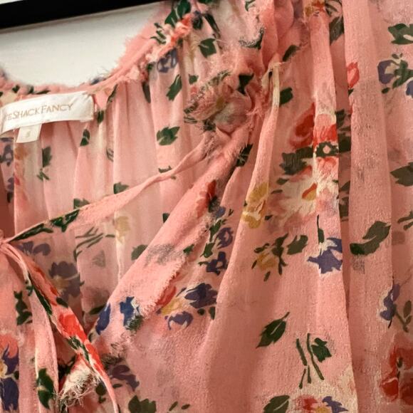 Loveshackfancy Popover Sunset Pink Floral Silk Mini Dress Size S - Picture 8 of 14